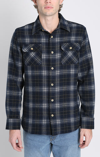 Franklin Stretch Poly Flannel Overshirt - JACHS NY