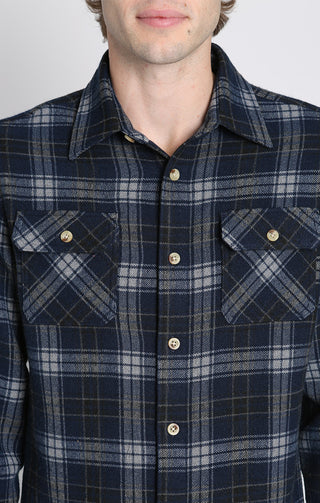 Franklin Stretch Poly Flannel Overshirt - JACHS NY