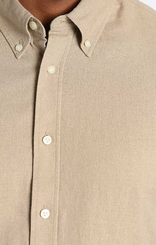 Tan Linen Blend Noho Short Sleeve Shirt - JACHS NY