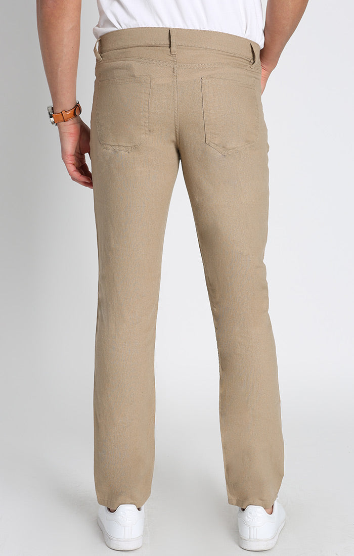 Tan Straight Fit 5 Pocket Linen Pant – JACHS NY