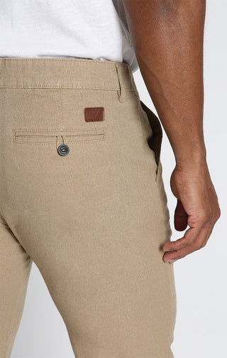 Tan Straight Fit Linen Blend Chino Pant - JACHS NY