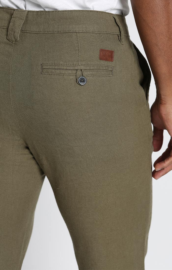 Olive Straight Fit Linen Blend Chino Pant – JACHS NY