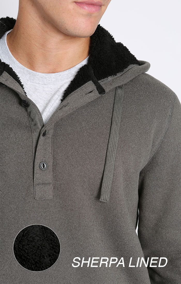 Sherpa Lined Ultra Soft Ribbed Hooded Henley – JACHS NY