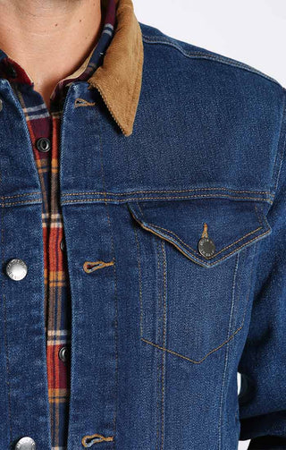 Denim Flannel Lined Vintage Trucker Jacket - JACHS NY