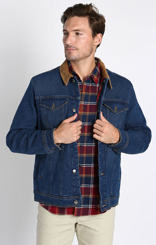 Denim Flannel Lined Vintage Trucker Jacket - JACHS NY