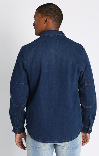 Washed Indigo Stretch Flannel Lined Denim Jacket - JACHS NY