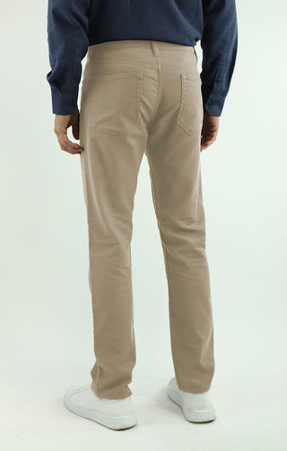 Taupe Stretch Straight Fit 5 Pocket Twill Pant