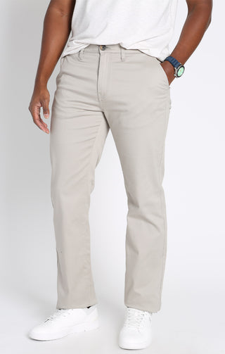 Light Grey Bowie Straight Fit Stretch Sateen Chino Pant - JACHS NY