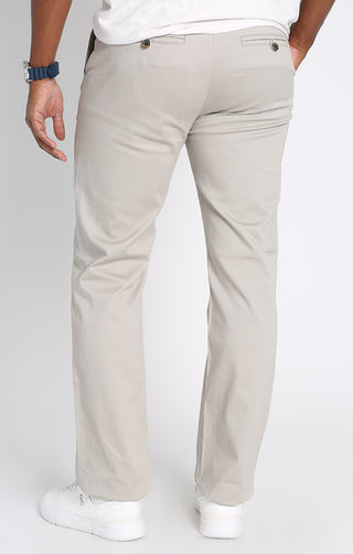 Light Grey Bowie Straight Fit Stretch Sateen Chino Pant - JACHS NY
