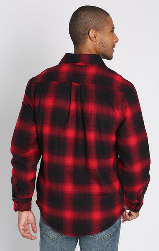 Red Plaid Sherpa Lined Brushed Flannel - JACHS NY
