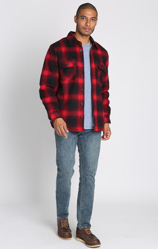 Red Plaid Sherpa Lined Brushed Flannel - JACHS NY