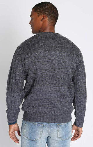 Navy Cable Knit Crewneck Sweater - JACHS NY