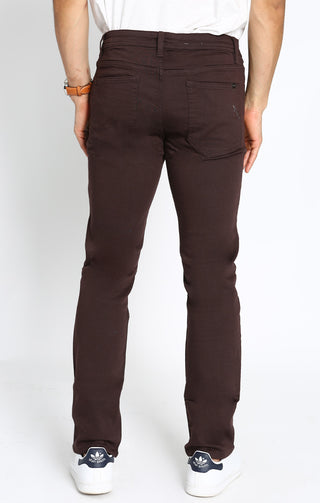 Brown Straight Fit Stretch Traveler Pant - JACHS NY