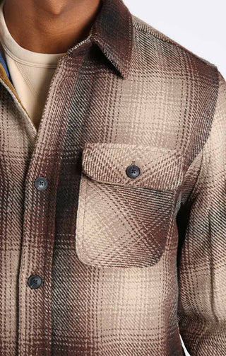 Brown Plaid Wool Blend Shirt Jacket - JACHS NY
