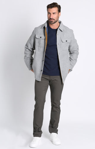 Light Grey Wool Blend Shirt Jacket - JACHS NY