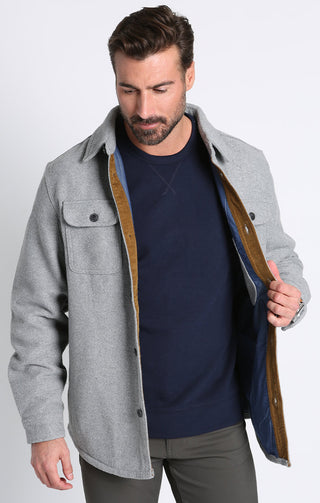 Light Grey Wool Blend Shirt Jacket - JACHS NY