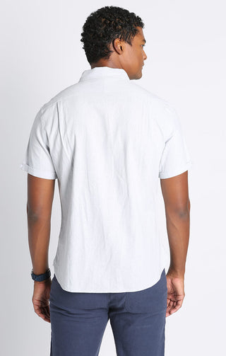 Light Grey Noho Linen Viscose Short Sleeve Shirt - JACHS NY