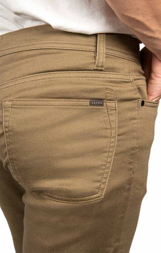 Khaki Straight Fit Stretch Traveler 5 Pocket Pant - JACHS NY