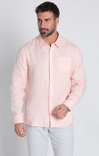 Pink Linen Long Sleeve Shirt - JACHS NY