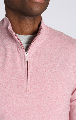 Red Cotton Modal Quarter Zip Pullover - JACHS NY
