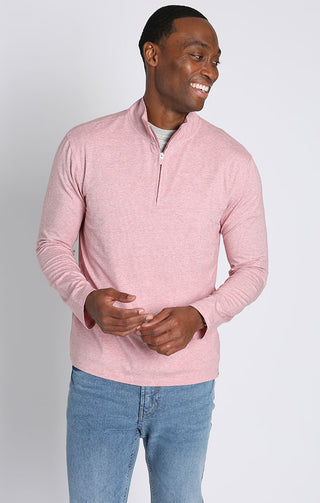 Red Cotton Modal Quarter Zip Pullover - JACHS NY