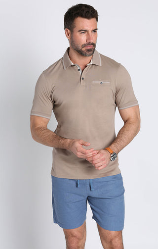 Beige Carlyle Luxe Interlock Polo - JACHS NY