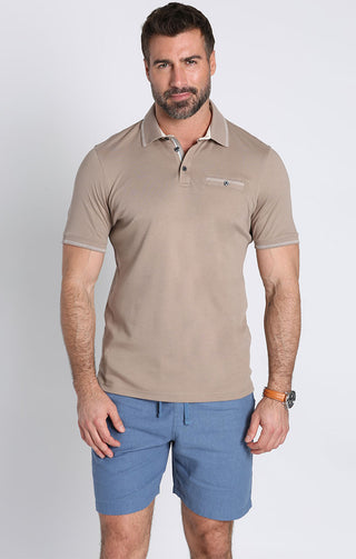 Beige Carlyle Luxe Interlock Polo - JACHS NY