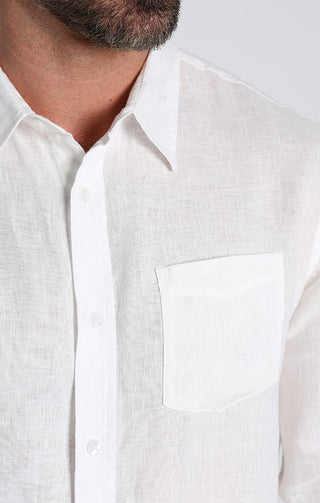 White Linen Long Sleeve Shirt - JACHS NY