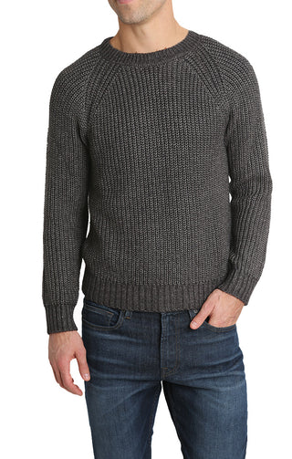 Charcoal Marled Ribbed Crewneck Sweater - JACHS NY