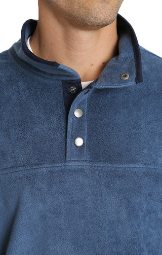 Blue Fleece Mock Neck Pullover - JACHS NY