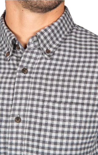Grey Micro Plaid Flannel Shirt - JACHS NY