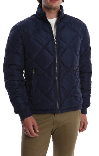 Navy Quilted Puffer Jacket - JACHS NY