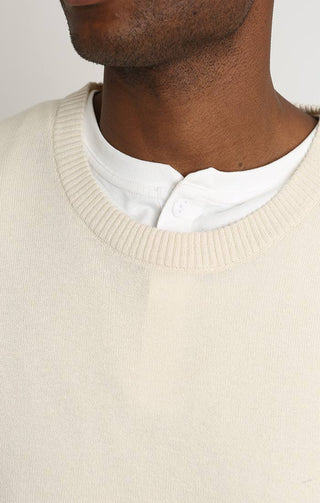 Ivory Lightweight Crewneck Sweater - JACHS NY