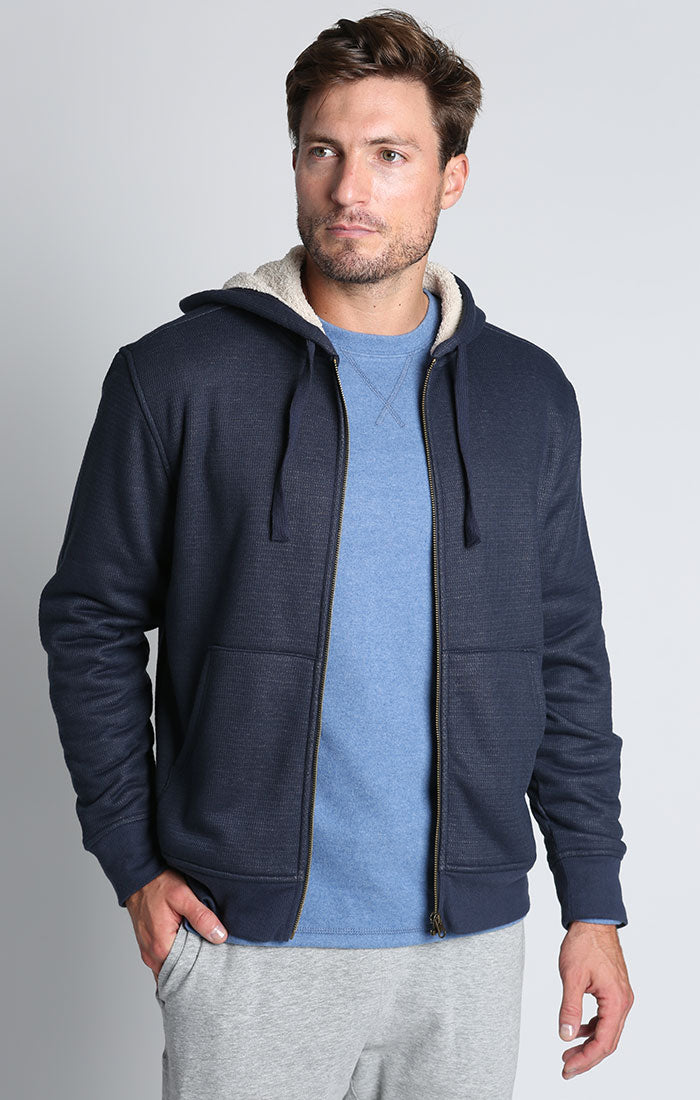 Navy Waffle Sherpa Lined Hoodie – JACHS NY