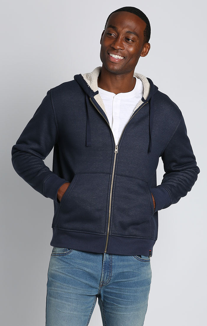 Navy Waffle Sherpa Lined Hoodie – JACHS NY