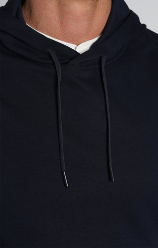 Navy Cotton Modal Crossover Hoodie - JACHS NY