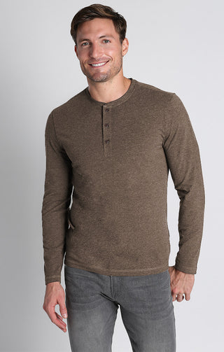 Brown Poly Viscose Stretch Henley - JACHS NY