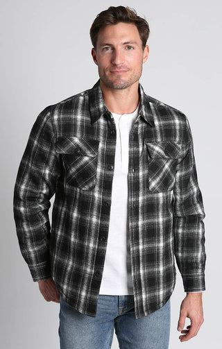 Black Sherpa Lined Flannel Shirt Jacket - JACHS NY