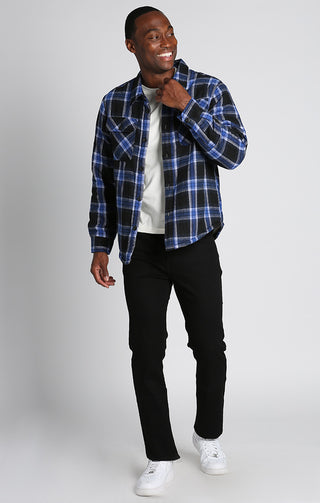 Blue Sherpa Lined Flannel Shirt Jacket - JACHS NY