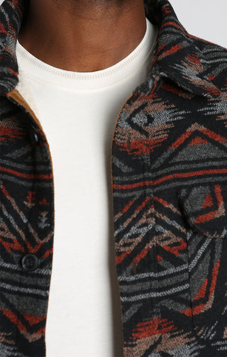 Black Sherpa Lined Wool Blend Shirt Jacket - JACHS NY