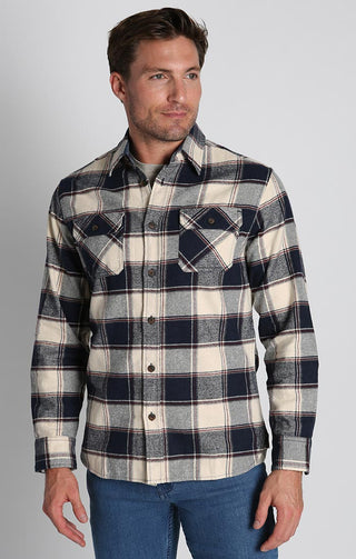 Ivory Plaid Brawny Flannel Shirt - JACHS NY