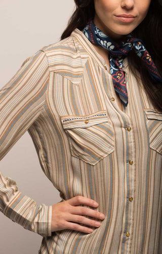 Embroidered Striped Western Shirt - JACHS NY