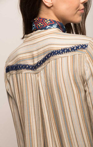 Embroidered Striped Western Shirt - JACHS NY