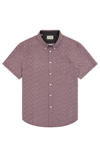 Burgundy Micro Floral Short Sleeve Tech Shirt - JACHS NY