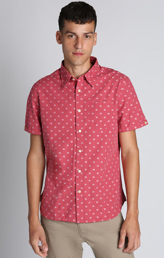 Pink Dobby Short Sleeve Shirt - JACHS NY