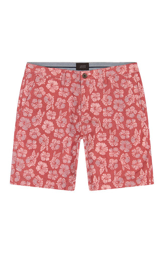 Red Floral Print Stretch Chino Short - JACHS NY