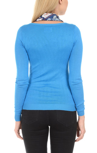 Soft V-Neck Sweater - Blue - JACHS NY