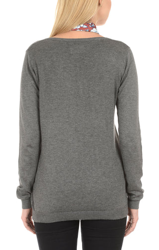 Soft V-Neck Sweater - Grey - JACHS NY