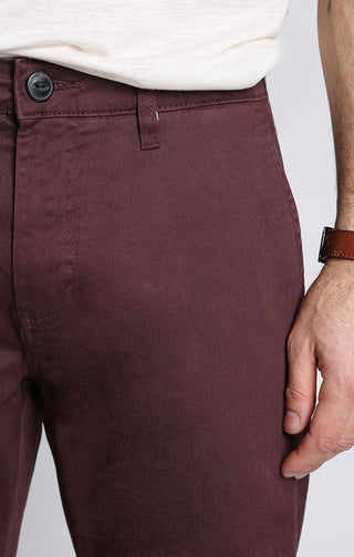 Maroon Straight Fit Stretch Bowie Chino - JACHS NY