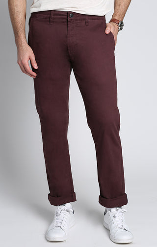 Maroon Straight Fit Stretch Bowie Chino - JACHS NY